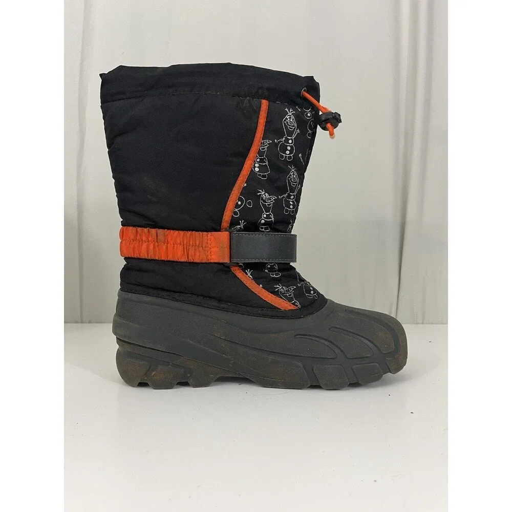 Sorel Disney Olaf Winter Snow Boots Kids Size 6 Olaf Black Pull On Weather Proof